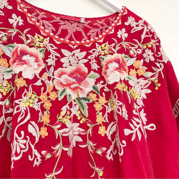 Johnny Was Cedella Embroidered Scalloped Hem Blouse - Picture 5 of 13